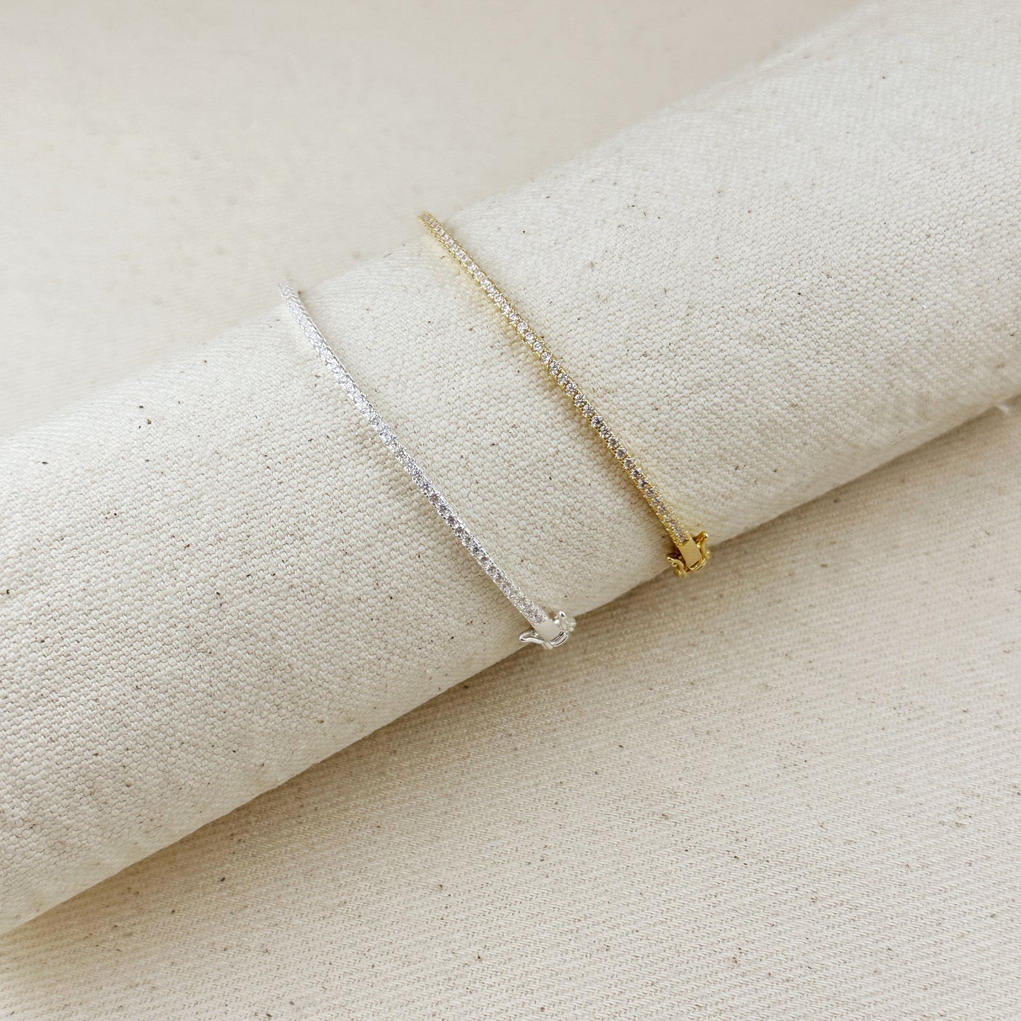 18k Gold Filled Thin Line CZ Bangle Bracelet