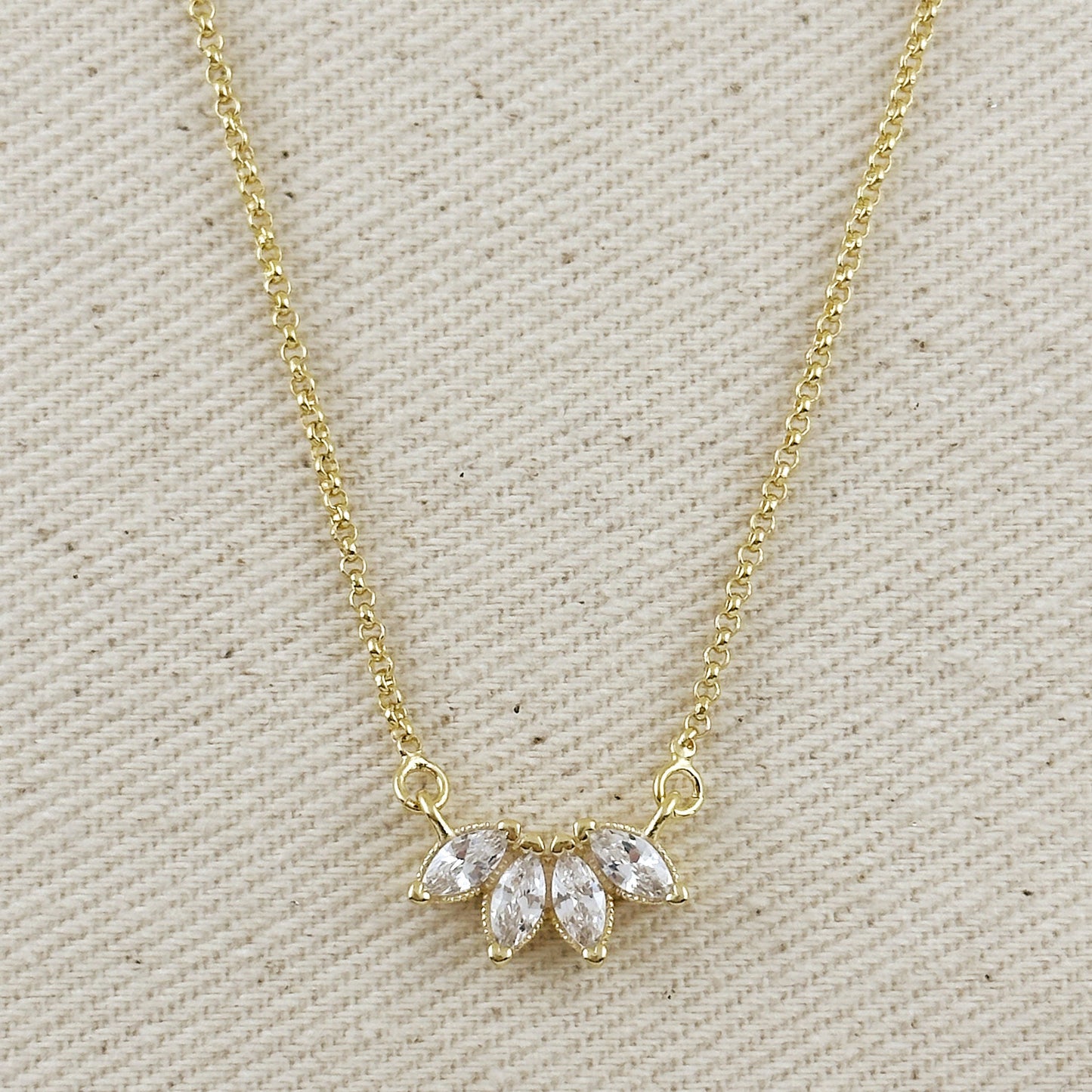 18k Gold Filled CZ Lotus Necklace