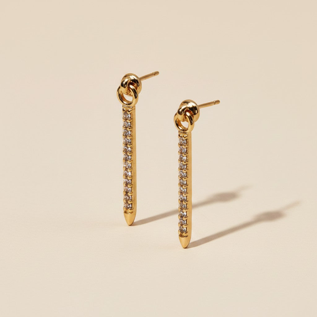 ⚡ 18k Gold Filled Pavé CZ Spear Drop Earrings — Fully Crystalline. Directionally Pointed. Two Lengths