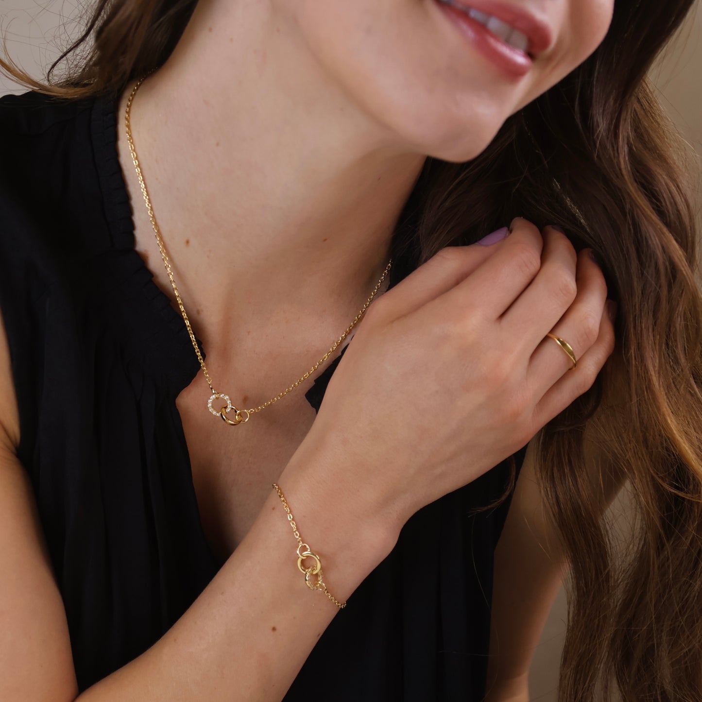 18k Gold Filled Linked CZ Necklace