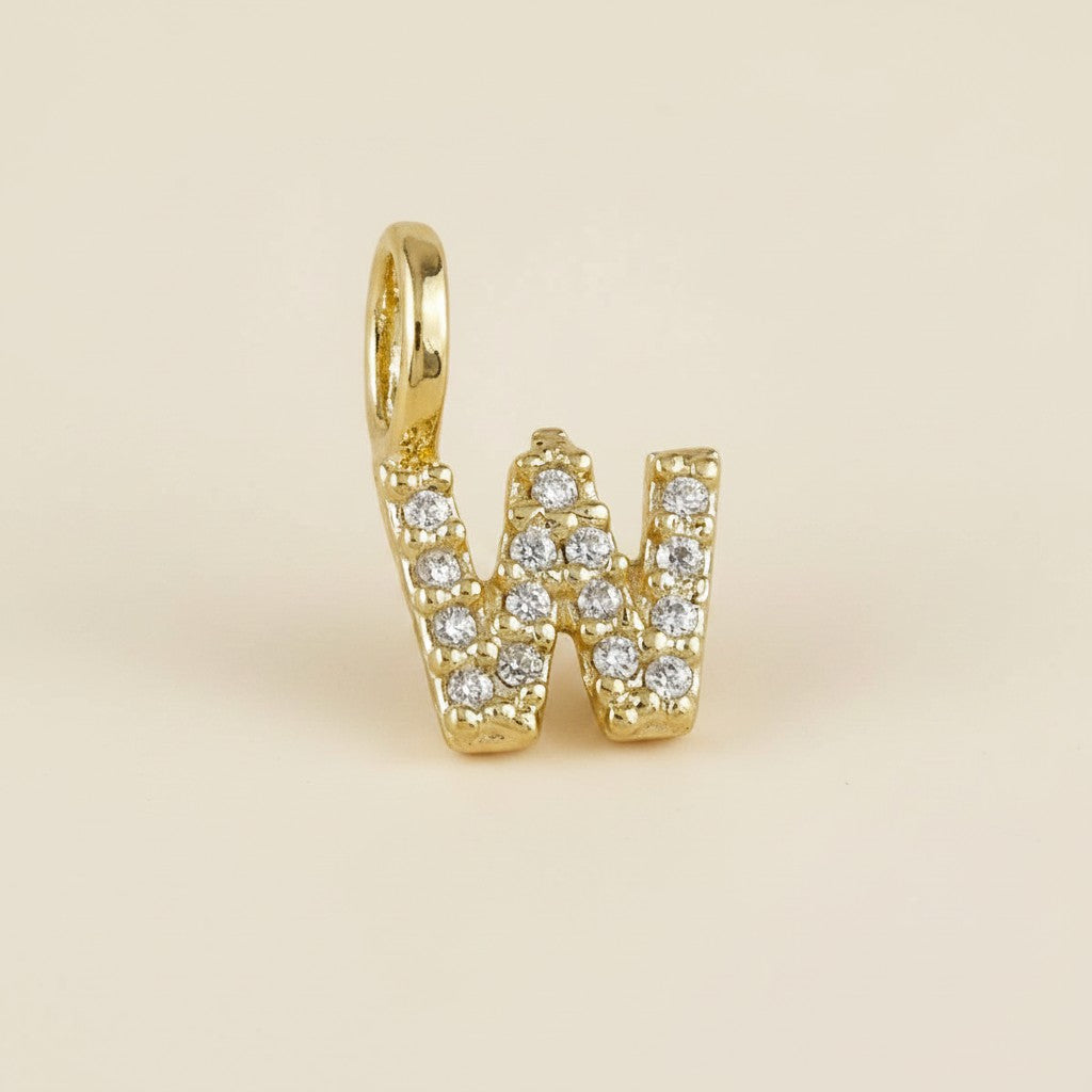 18k Gold Filled Initial Letter CZ Charm | Personalized Sparkle
