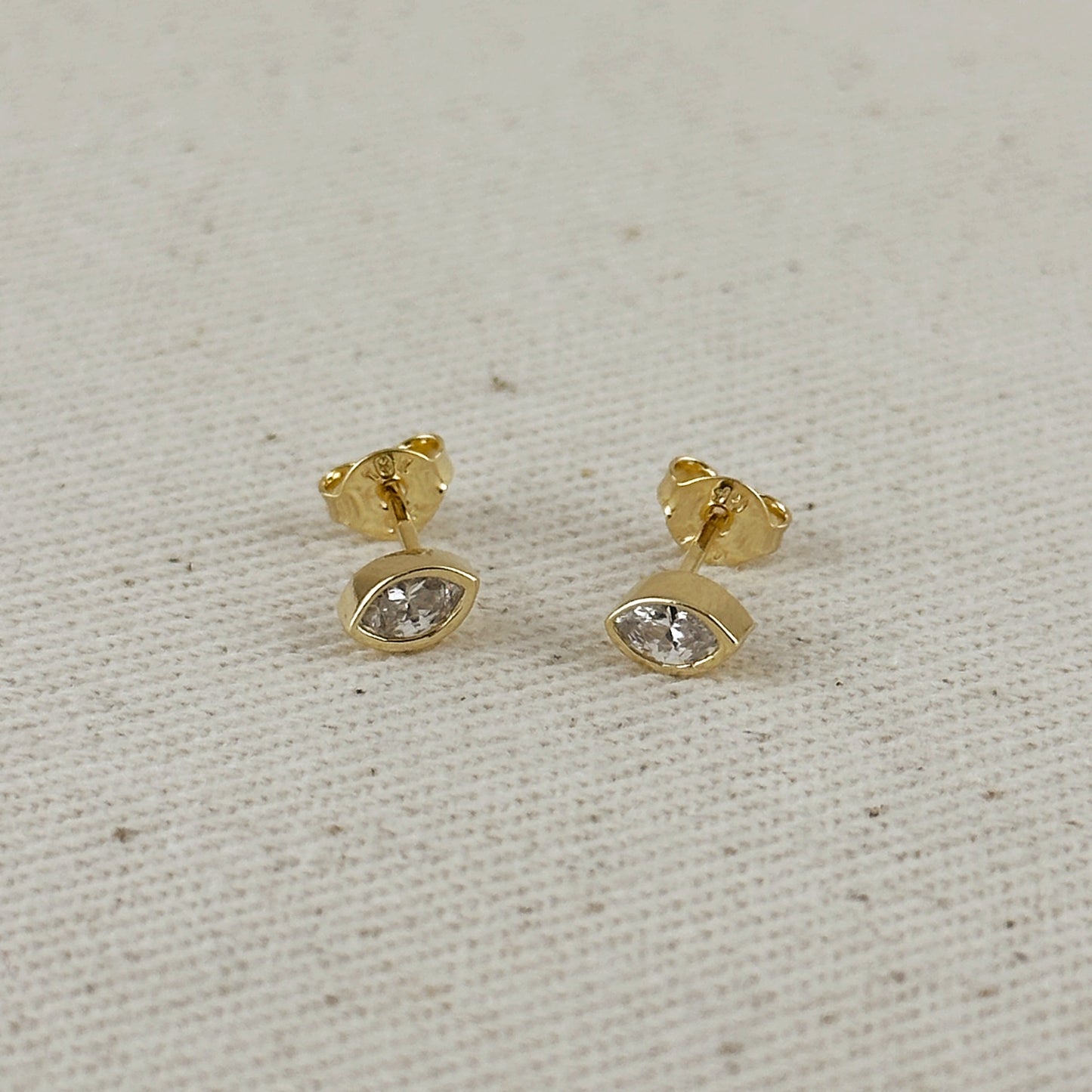 18k Gold Filled Mini CZ Elliptical Stud Earrings