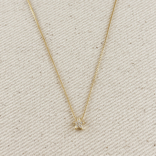 18k Gold Filled Mini CZ Star Necklace