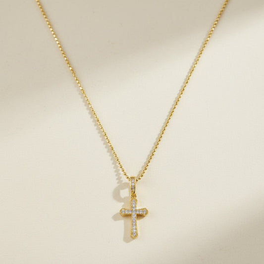 ✝️ 18k Gold Filled Pavé CZ Cross Necklace — Faith in Every Stone. Tip to Tip.