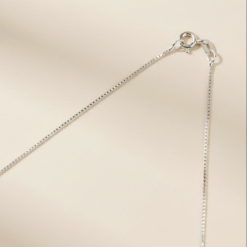 Sterling Silver 0.8mm Box Chain Necklace — Fine Enough to Feel Effortless. Present Enough to Be Seen.