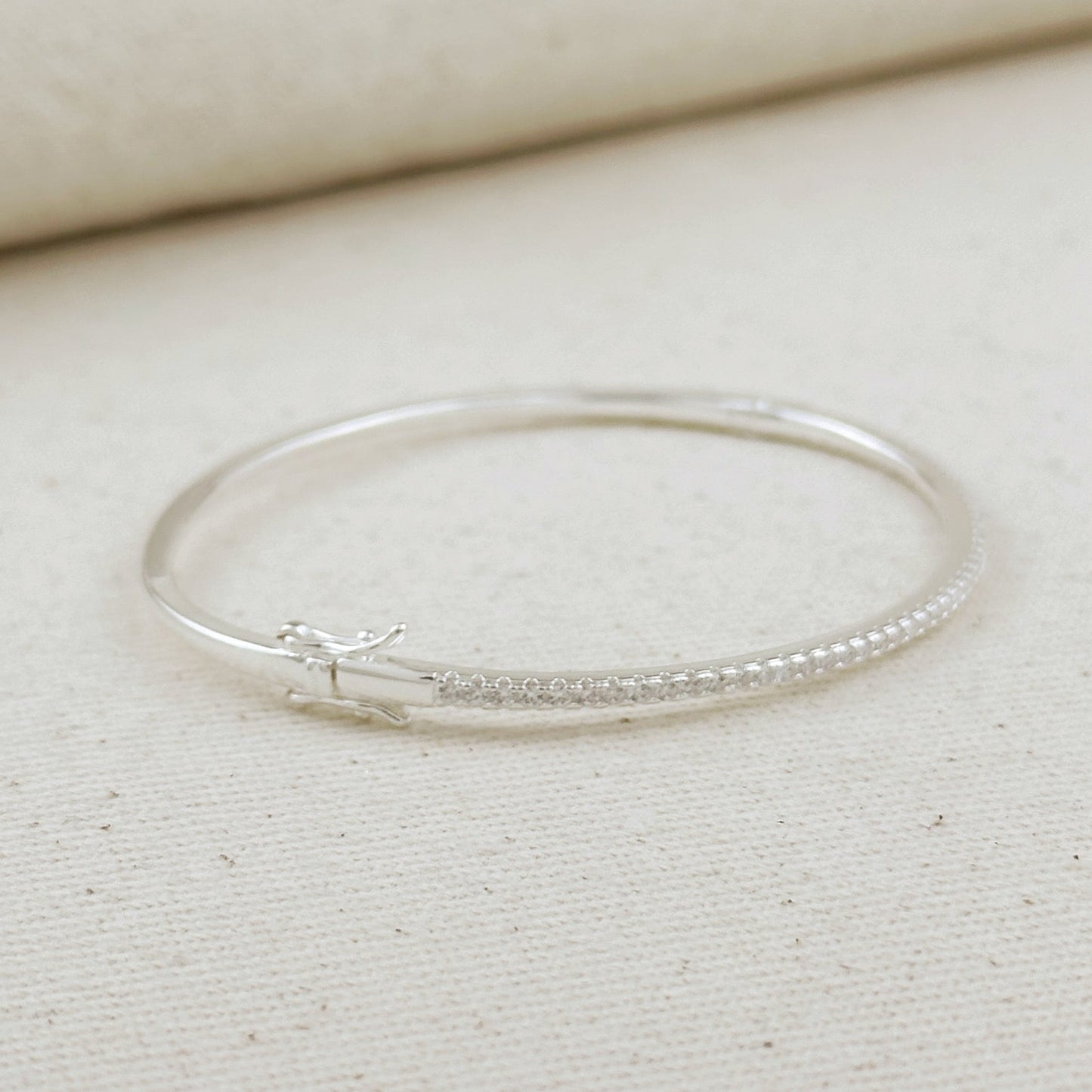 18k Gold Filled Thin Line CZ Bangle Bracelet