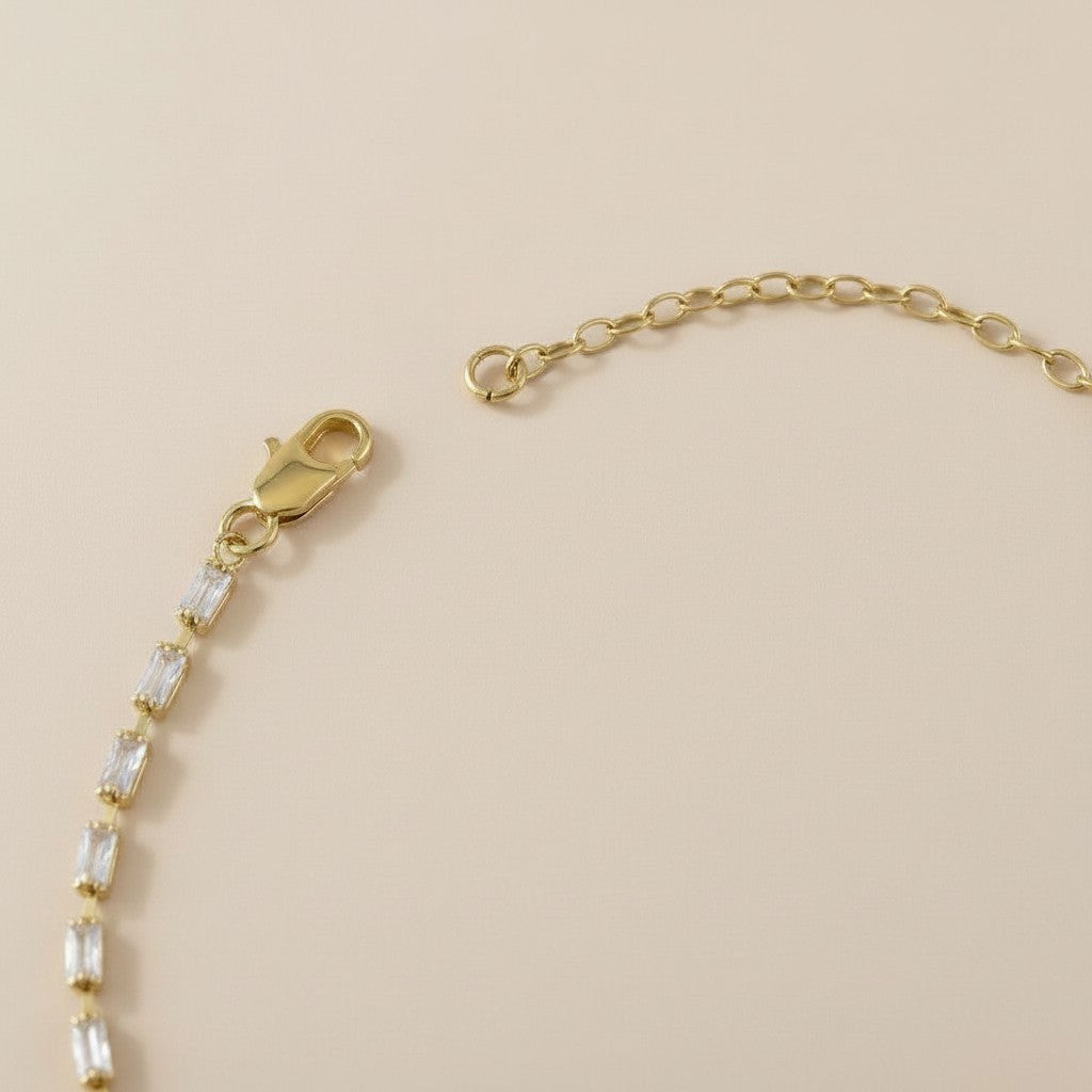 Anklet 18k Gold Filled In Crystal Baguette