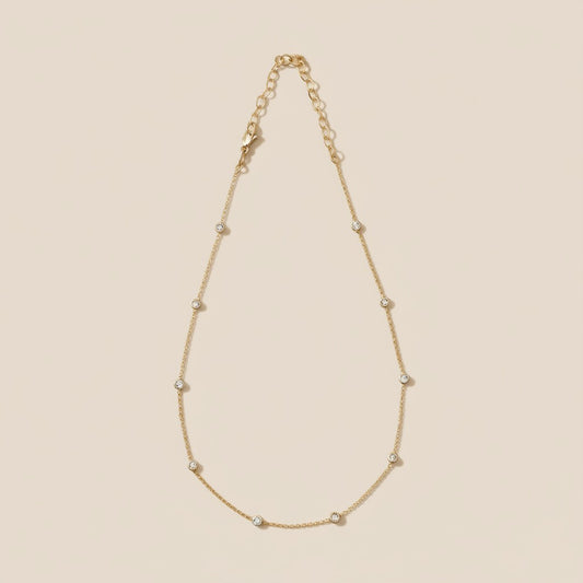 Bezel CZ Necklace - Minimalist Diamond Look Pendant for Women