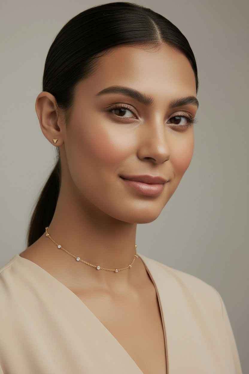Bezel CZ Necklace - Minimalist Diamond Look Pendant for Women
