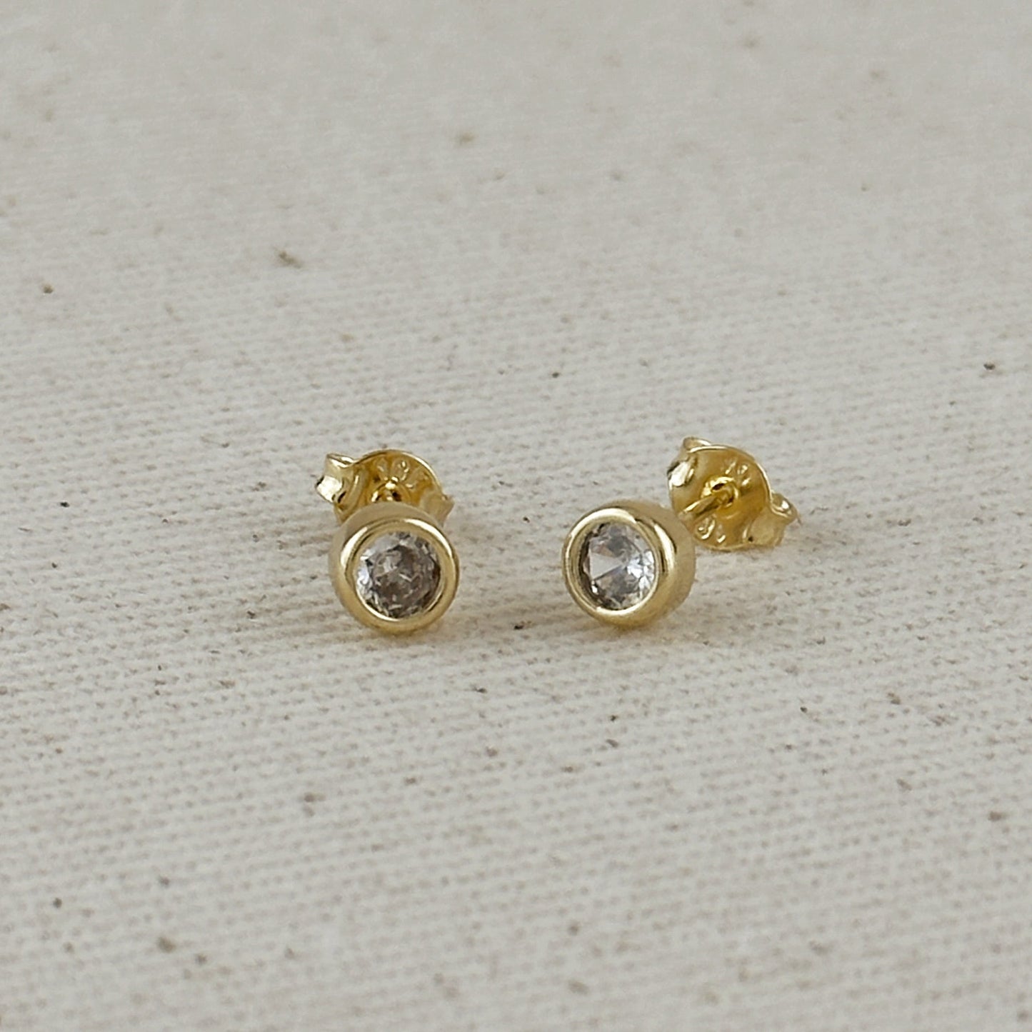 18k Gold Filled Mini CZ Round Stud Earrings