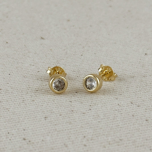 18k Gold Filled Mini CZ Round Stud Earrings