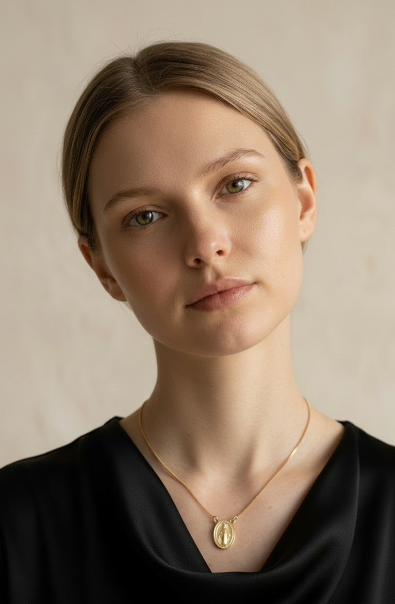 🙏 18k Gold Filled Lady of Grace Double-Sided Medal Necklace — Both Sides of Devotion. A Complete Marian Necklace.