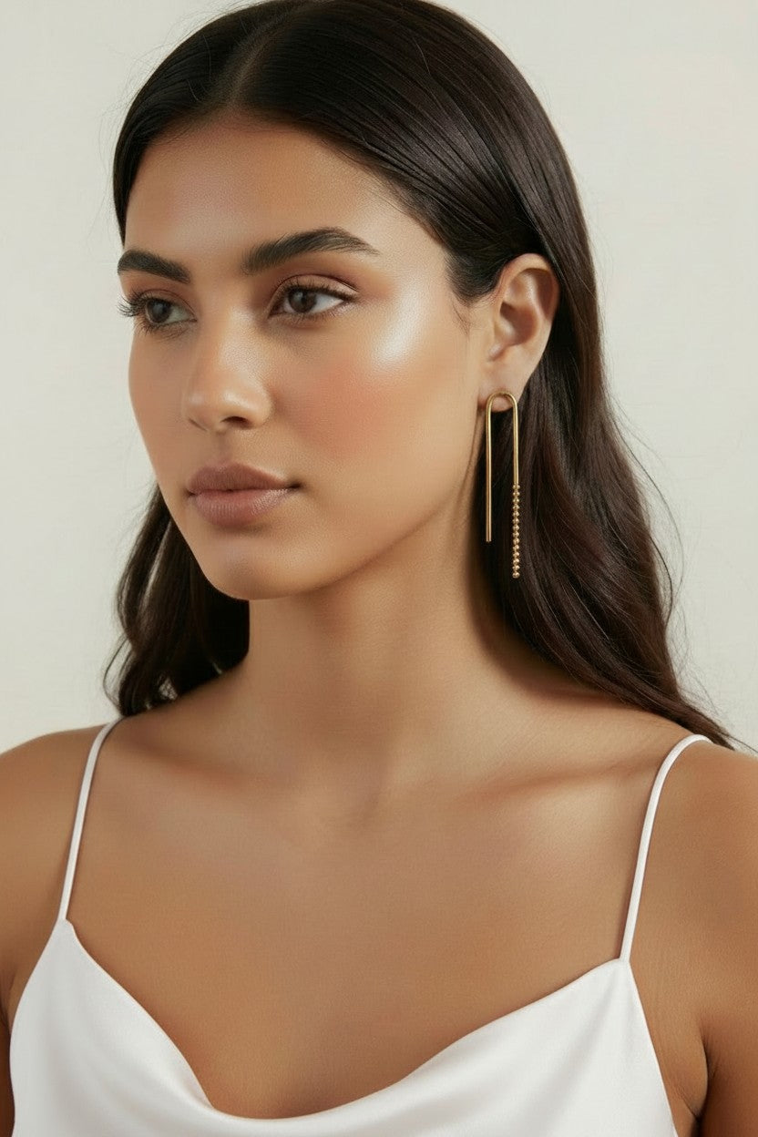 18k Gold Filled Beaded Drop Earrings | Effortless Everyday Elegance