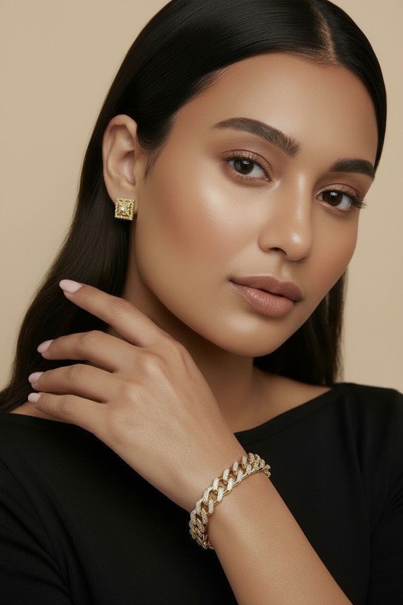 18k Gold Filled Iced Chunky Cuban Bracelet | Ultimate Luxury Statement