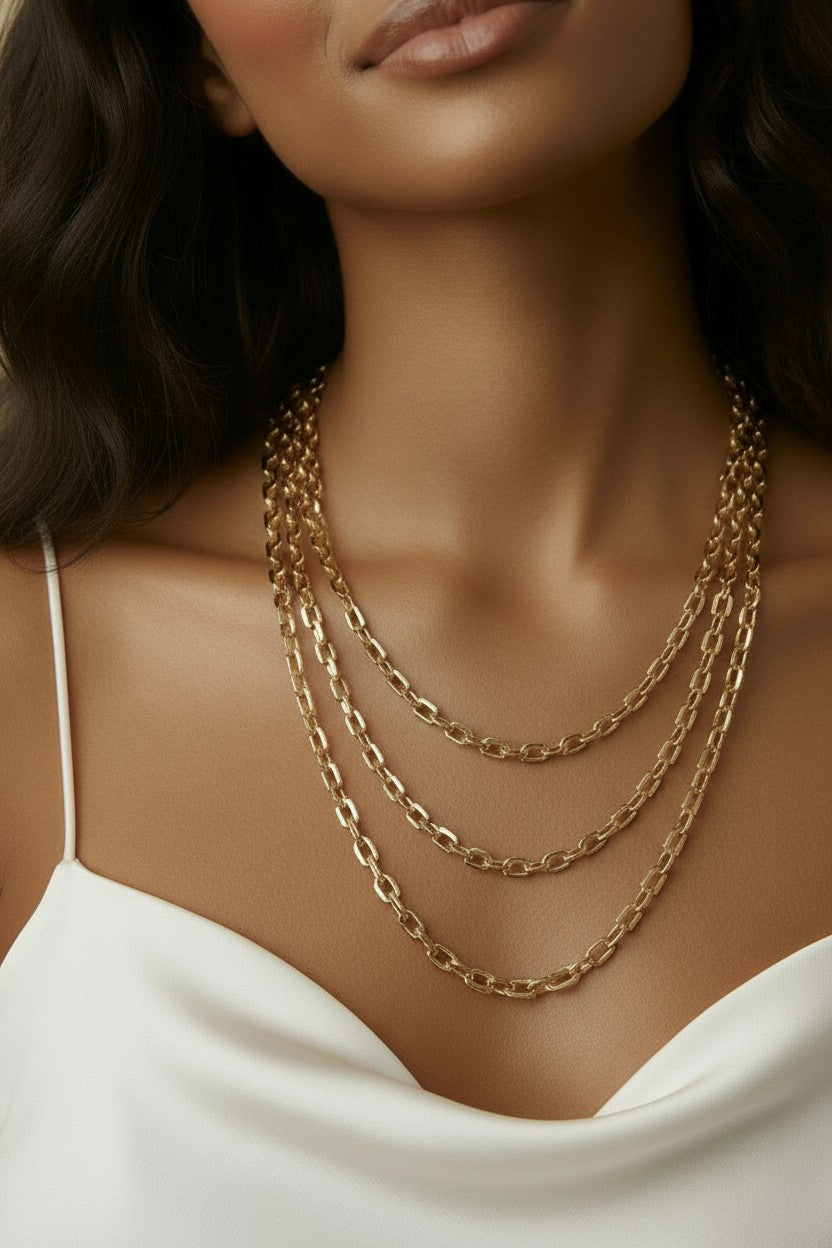 18k Gold Filled 7mm Link Necklace | Chunky Fashion Statement