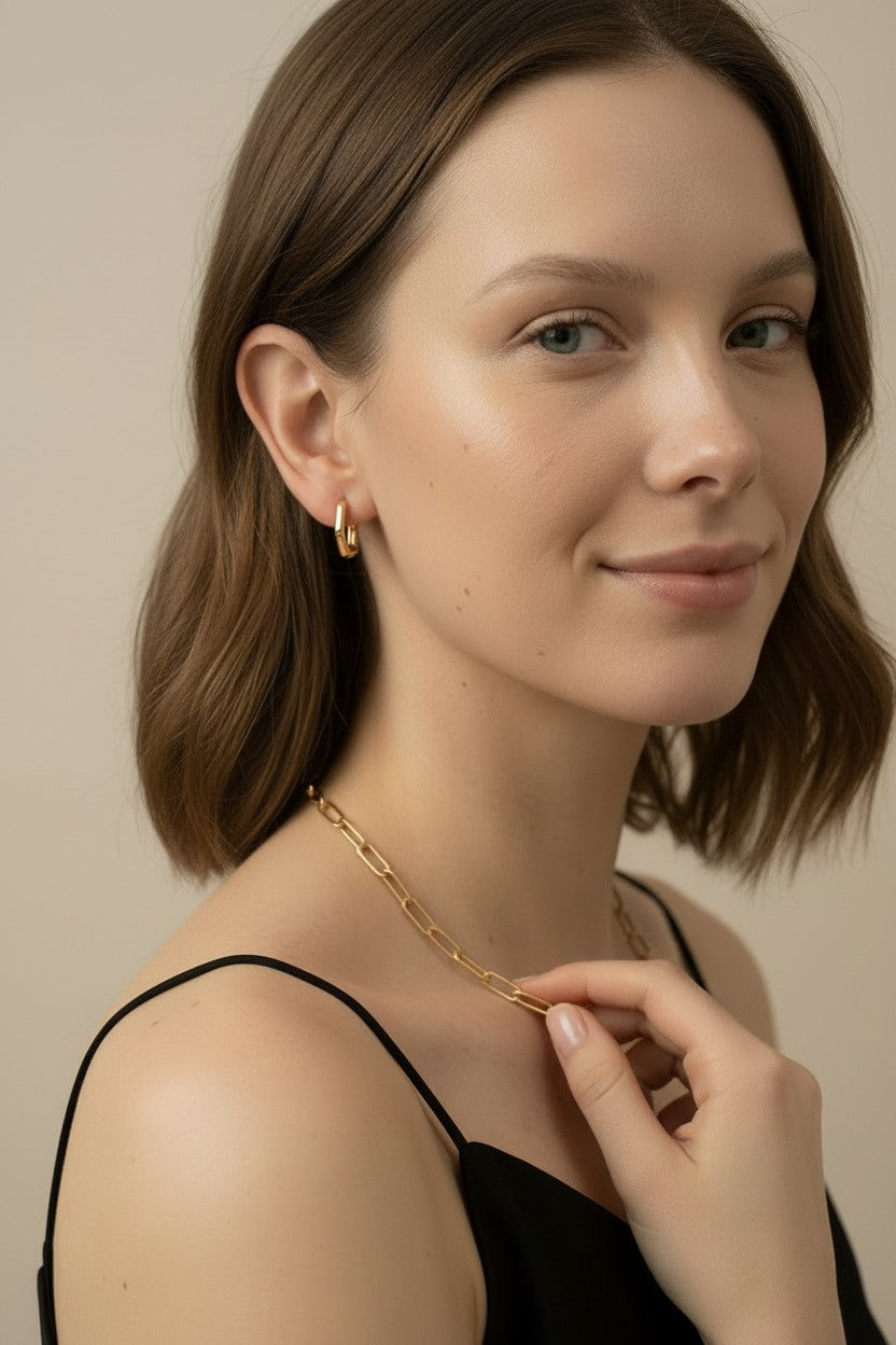 18k Gold Filled Bamboo Hoop Earrings | Sleek Distinctive Style