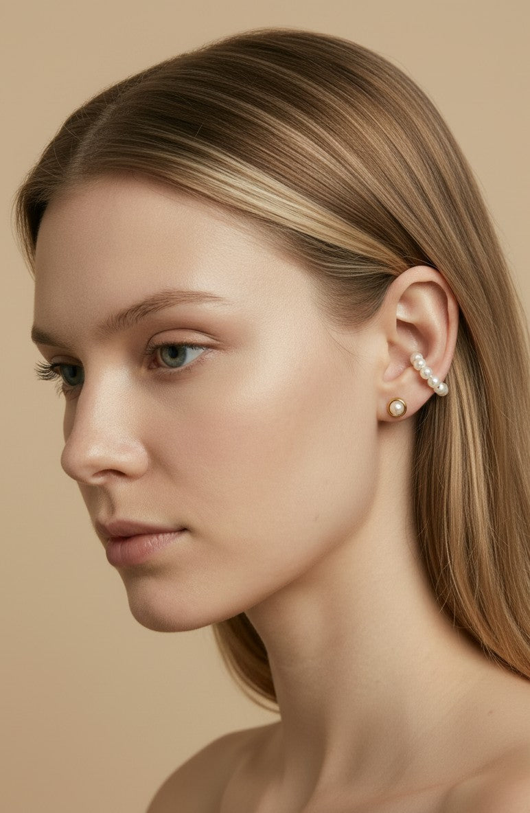 18k Gold Filled Korean Pearl Stud Earrings | Delicate Signature Style