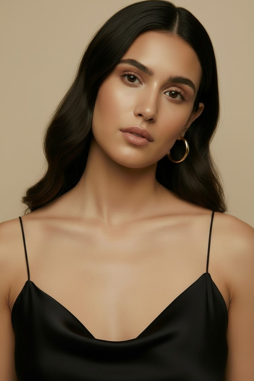 18k Gold Filled 50mm Hollow Continuous Hoop Earrings | Bold Everyday Statement