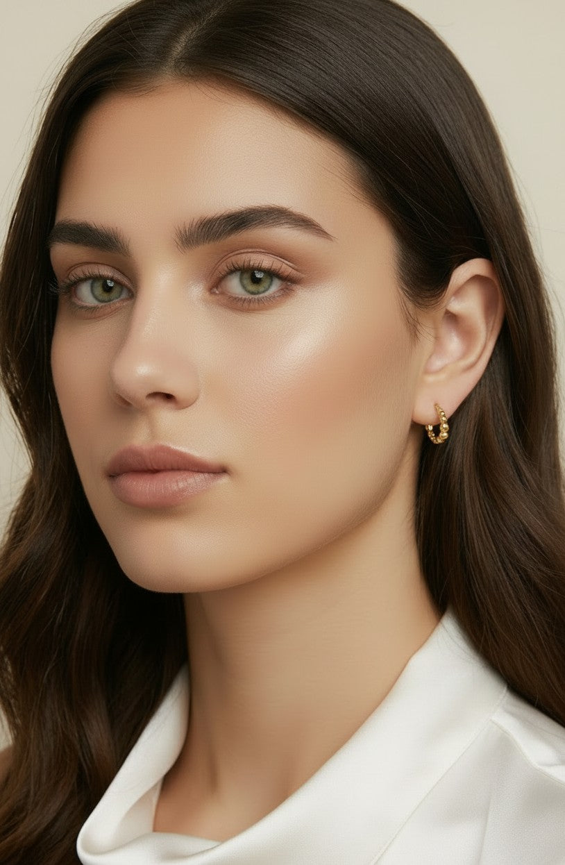 ✨ 18k Gold Filled Gradient Beaded Clicker Hoop Earrings — Small to Large. The Hoop That Builds as It Goes.