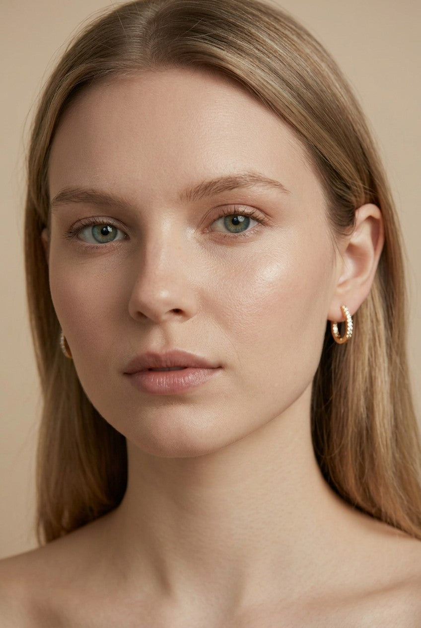 18k Gold Filled U-Shaped CZ Clicker Hoop Earrings | In &amp; Out Sparkle
