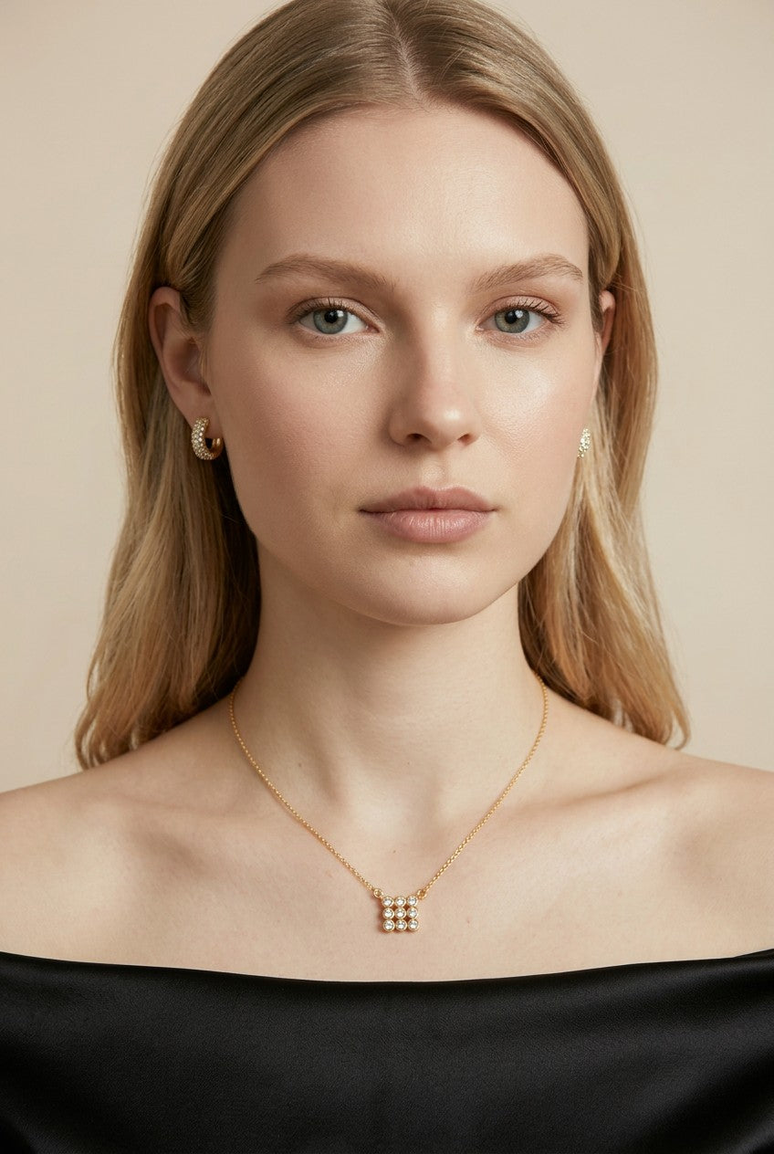 18k Gold Filled Cluster CZ Necklace | Dainty Minimalist Sparkle