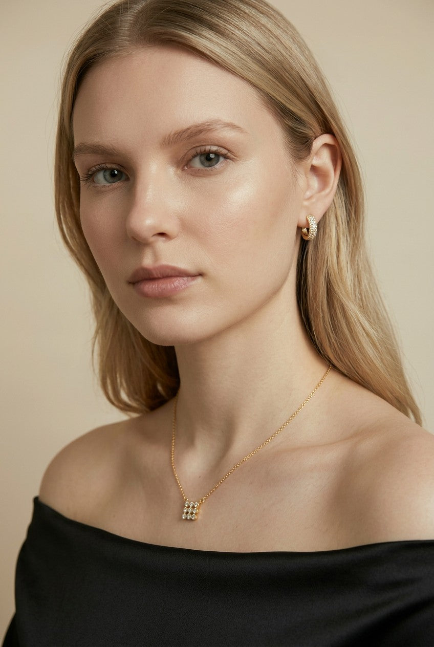 18k Gold Filled Cluster CZ Necklace | Dainty Minimalist Sparkle