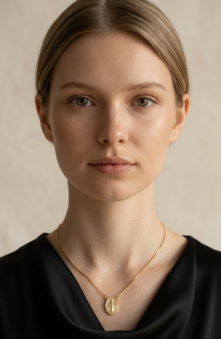 🙏 18k Gold Filled Lady of Grace Double-Sided Medal Necklace — Both Sides of Devotion. A Complete Marian Necklace.