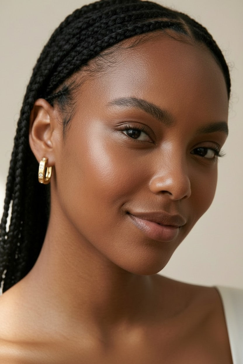 18k Gold Filled Medium Rectangular Clicker Hoop Earrings | Modern Sparkle