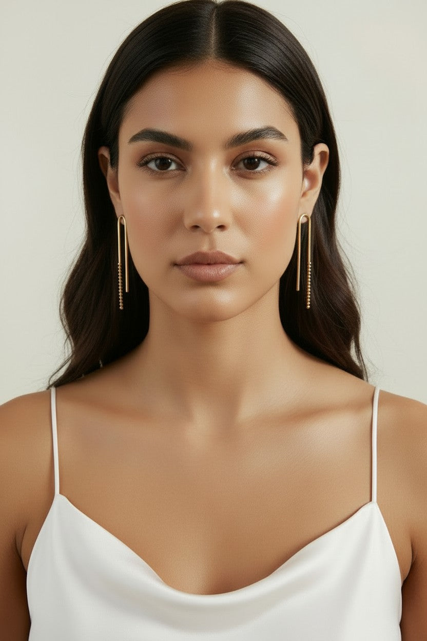 18k Gold Filled Beaded Drop Earrings | Effortless Everyday Elegance