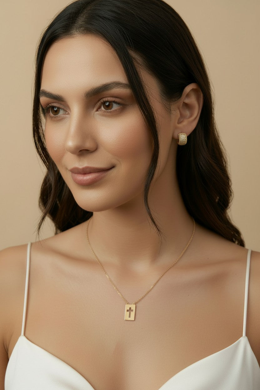 18k Gold Filled Chunky Mini Huggie Hoop Earrings | 4-Row CZ Sparkle