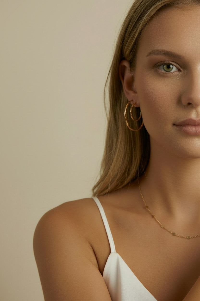 18k Gold Filled Continuous Twisted Tube Hoop Earrings | Endless Style