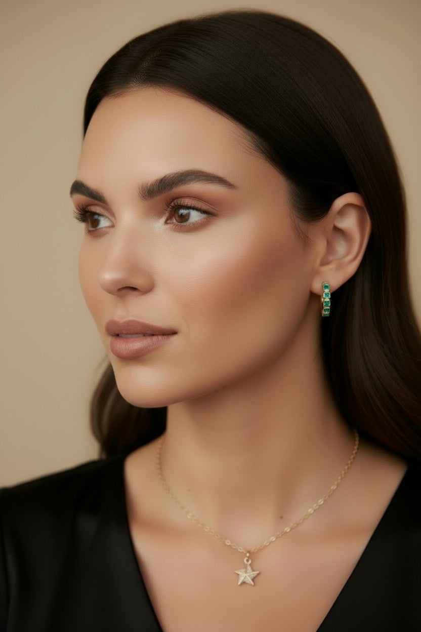 18k Gold Filled Stella a Mulinello CZ Necklace | Italian-Inspired Celestial Elegance