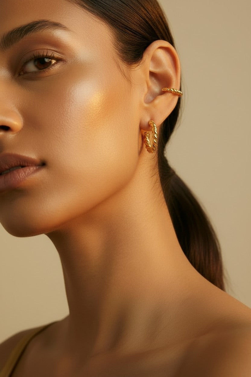 18k Gold Filled Twisted Ear Cuff | Delicate Everyday Edge
