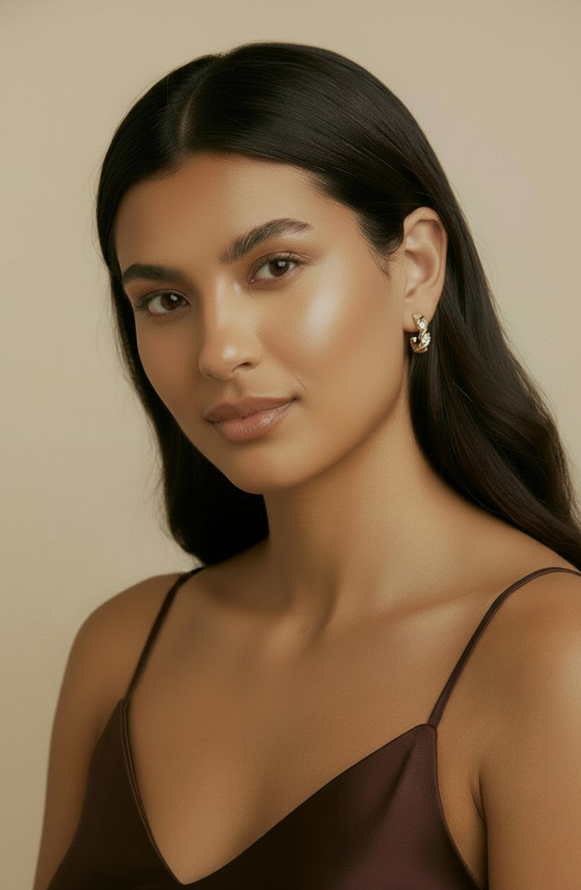 ✨ 18k Gold Filled Tension-Set CZ C-Hoop Earrings — The Stone That Floats. The Setting That Disappears.
