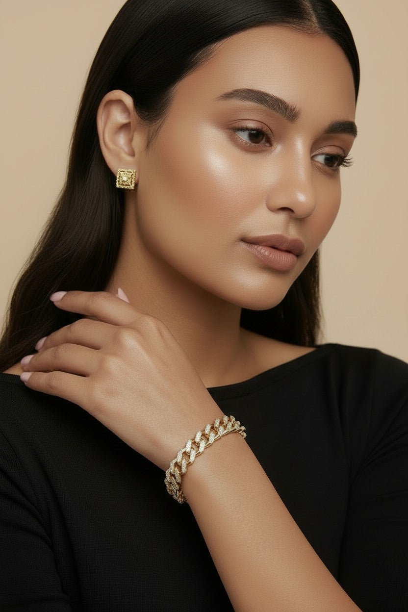 18k Gold Filled Iced Chunky Cuban Bracelet | Ultimate Luxury Statement