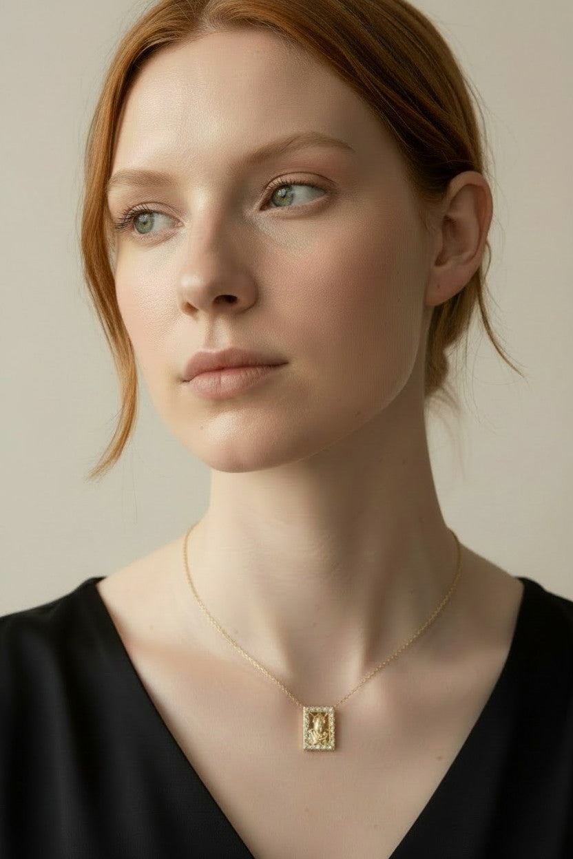 🙏 18k Gold Filled Madonna and Child Necklace — Maternal Love. Divine Grace. A Sparkling Frame.