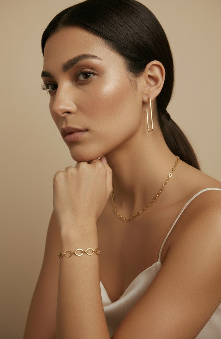 18k Gold Filled Square Wire Semi-Hoop Earrings | Geometric Everyday Style