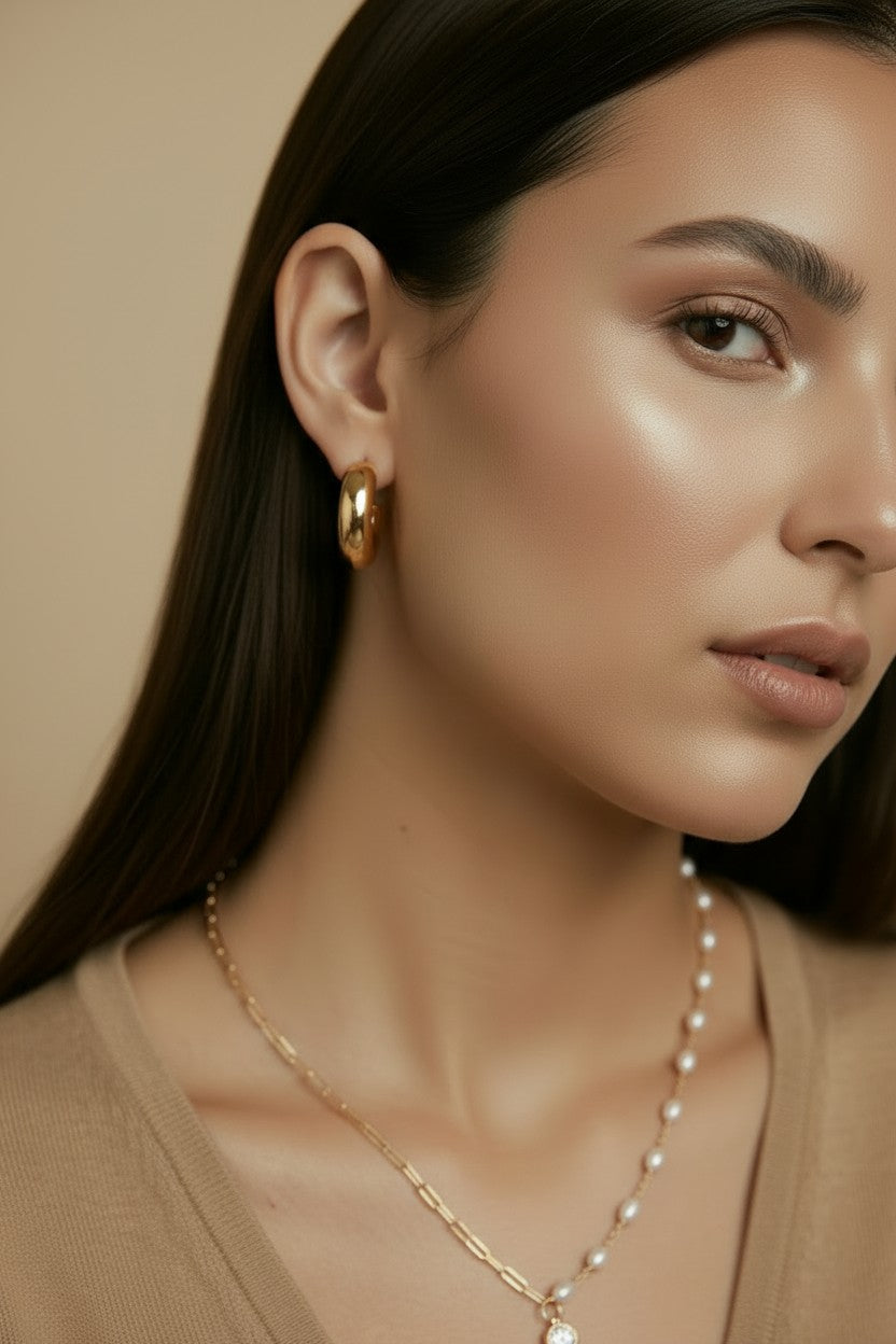 18k Gold Filled Chubby Short C-Hoop Earrings | The Hoop Everyone Asks About