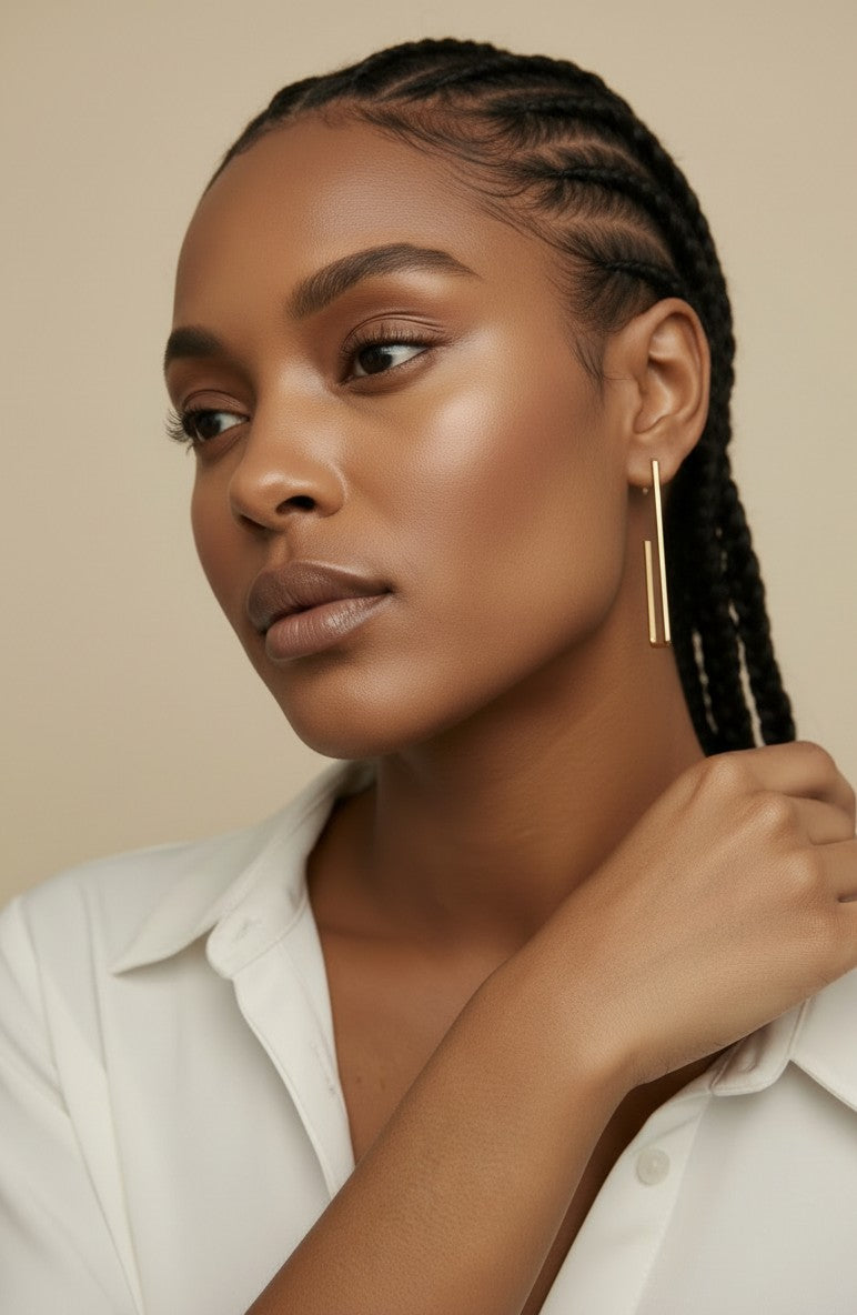 18k Gold Filled Rectangle Bar Earrings | Minimalist Statement Style