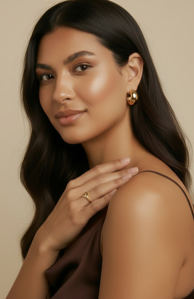 18k Gold Filled Rounded C-Hoop Earrings | Bold Yet Delicate Statement