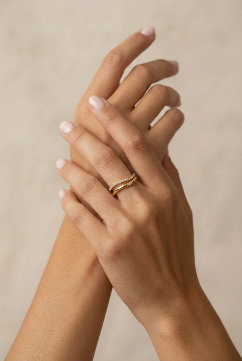 18k Gold Filled Stackable Wave Ring | Elegant & Versatile