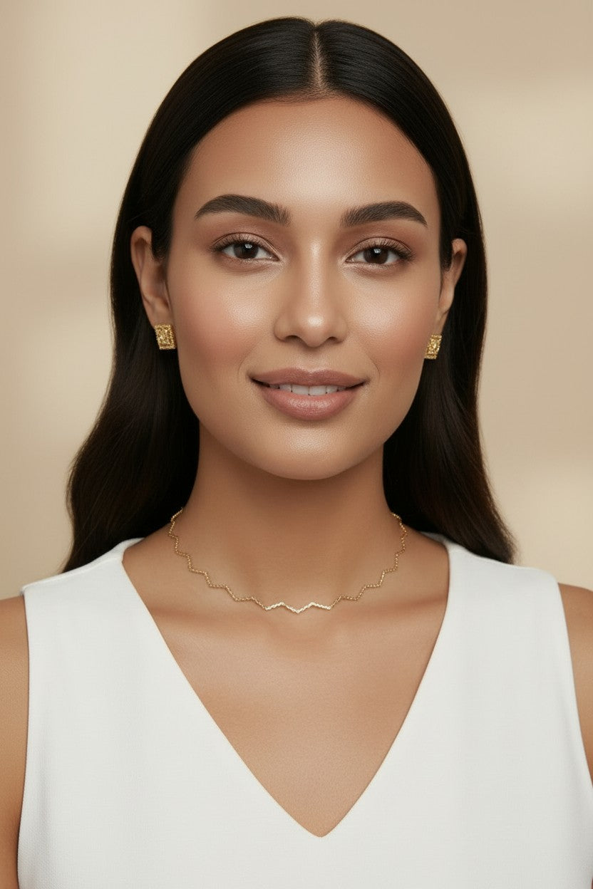 18k Gold Filled Zig Zag Choker Necklace | Fun, Flirty & Fearless