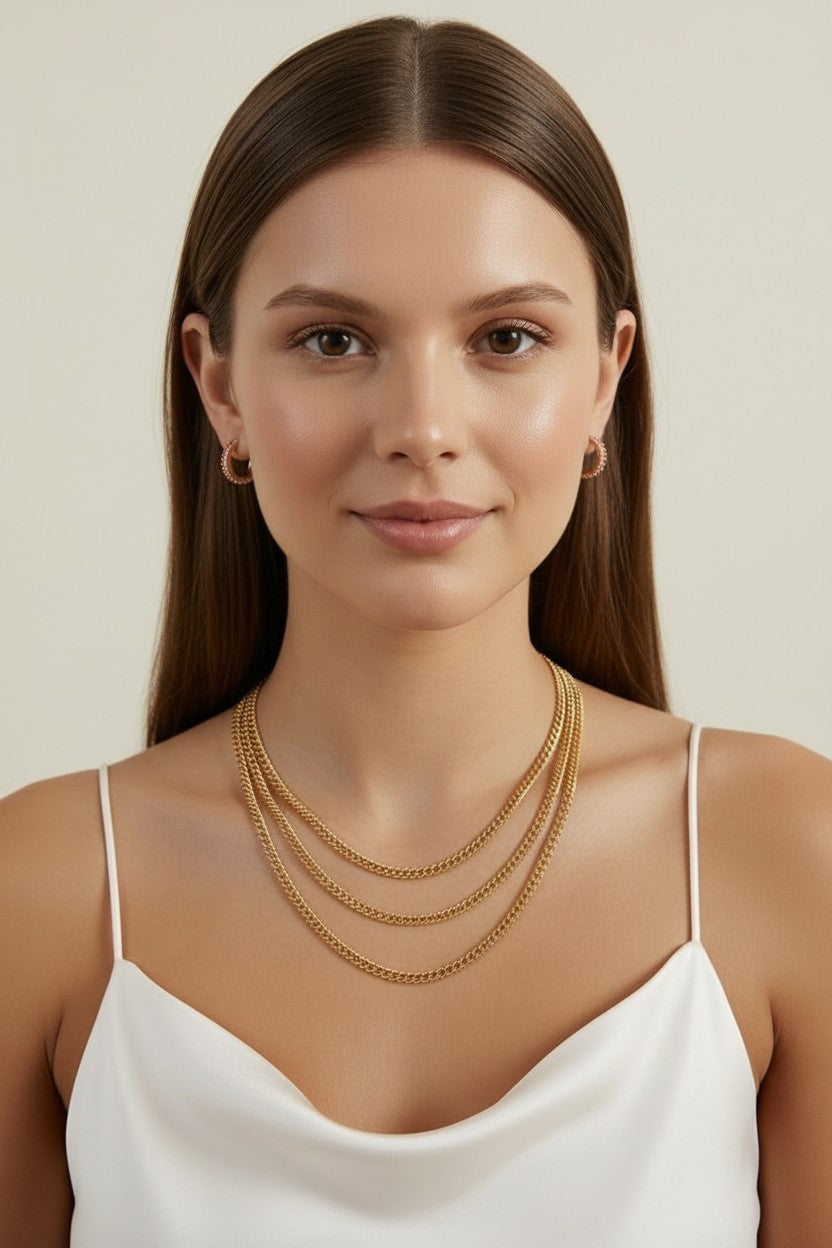 18k Gold Filled Double Curb Chain Necklace | 4mm Bold Everyday Style
