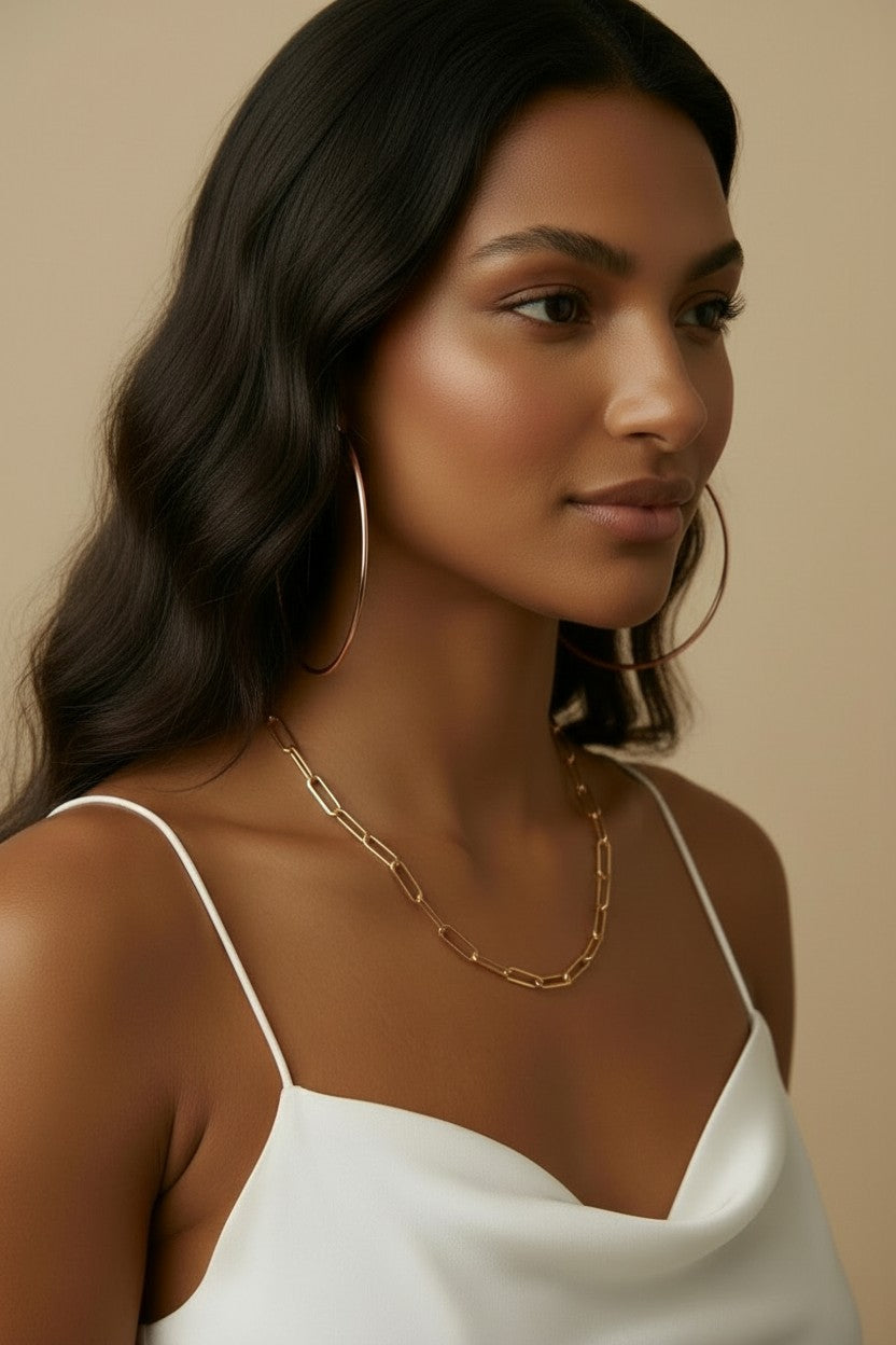 Paperclip Chain Necklace - Classic Link Chain for Women | Premium Layering Jewelry