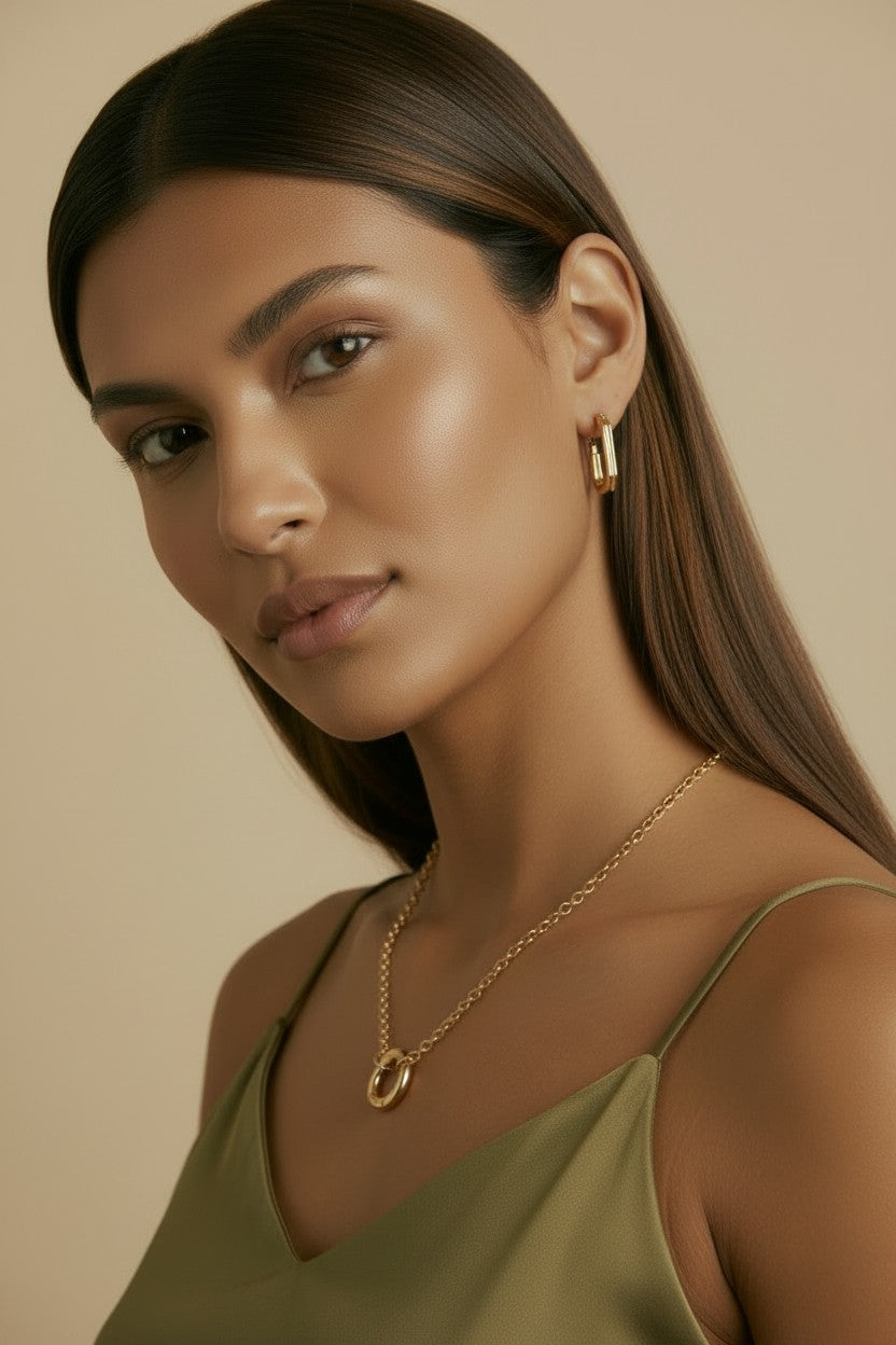 18k Gold Filled Square C-Hoop Earrings | Modern Geometry, Classic Elegance