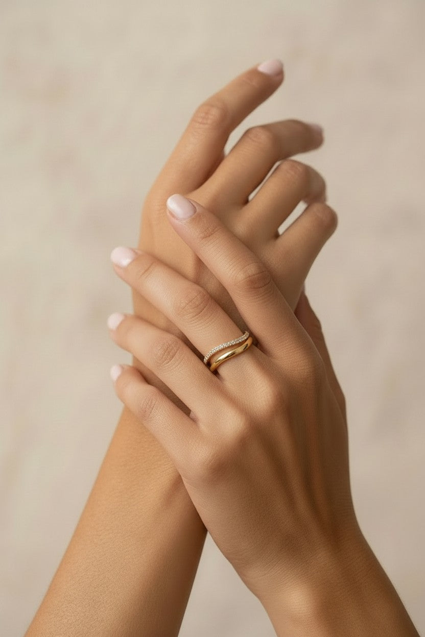 18k Gold Filled Stackable Wave Ring | Elegant & Versatile