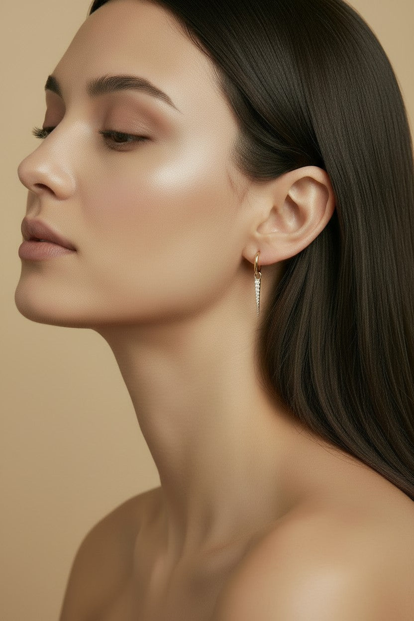 18k Gold Filled CZ Spear Earring Charm | Edgy Minimalist Add-On