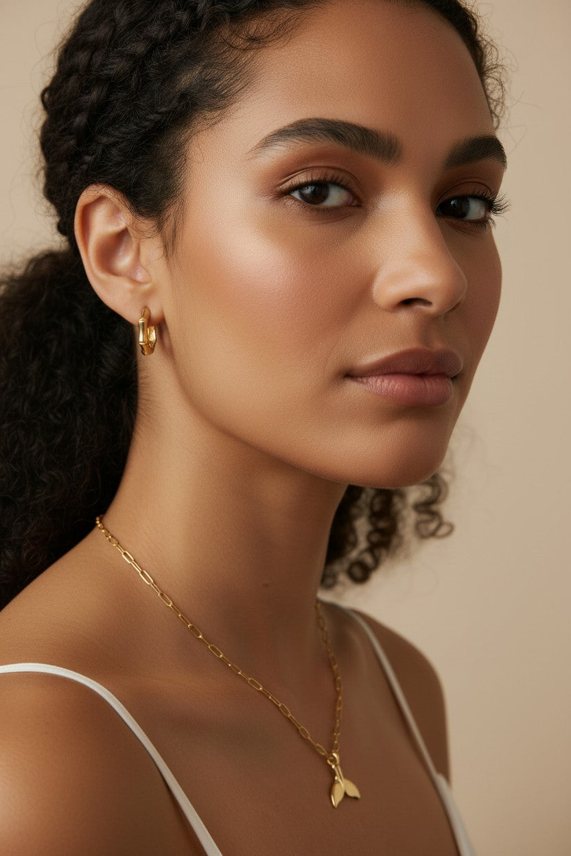 ✨ 18k Gold Filled Bamboo Clicker Hoop Earrings — Nature's Most Elegant Pattern, In Warm Gold.