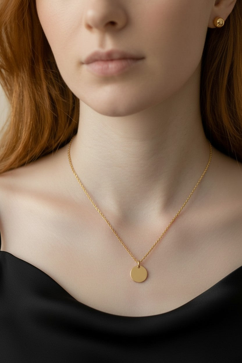 18k Gold Filled Plain Disc Pendant | Personalize Your Own Keepsake