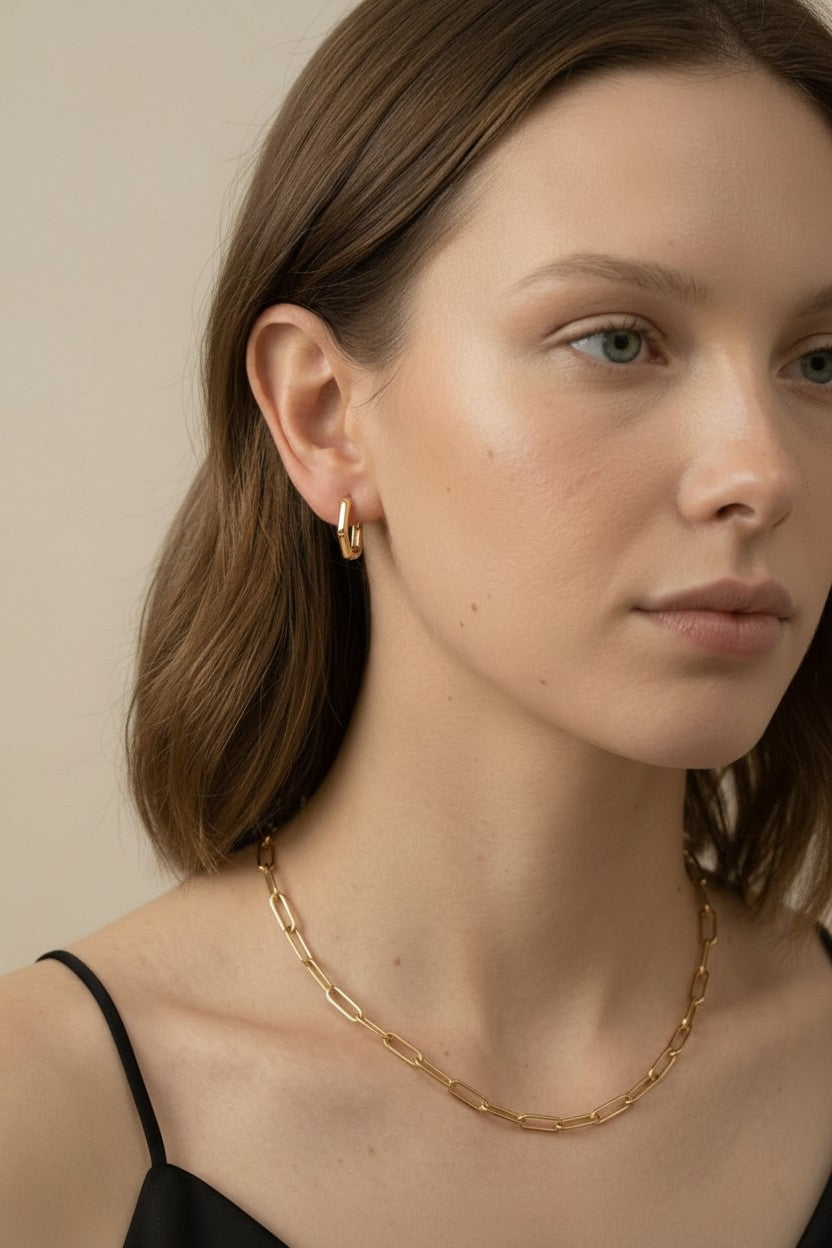 18k Gold Filled Bamboo Hoop Earrings | Sleek Distinctive Style